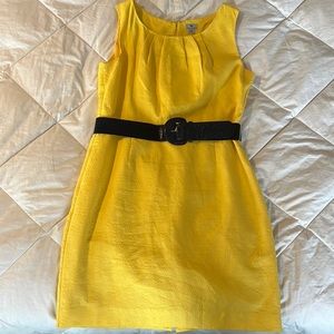 Worthington Belted Yellow Dress. Size 16. Black belt.